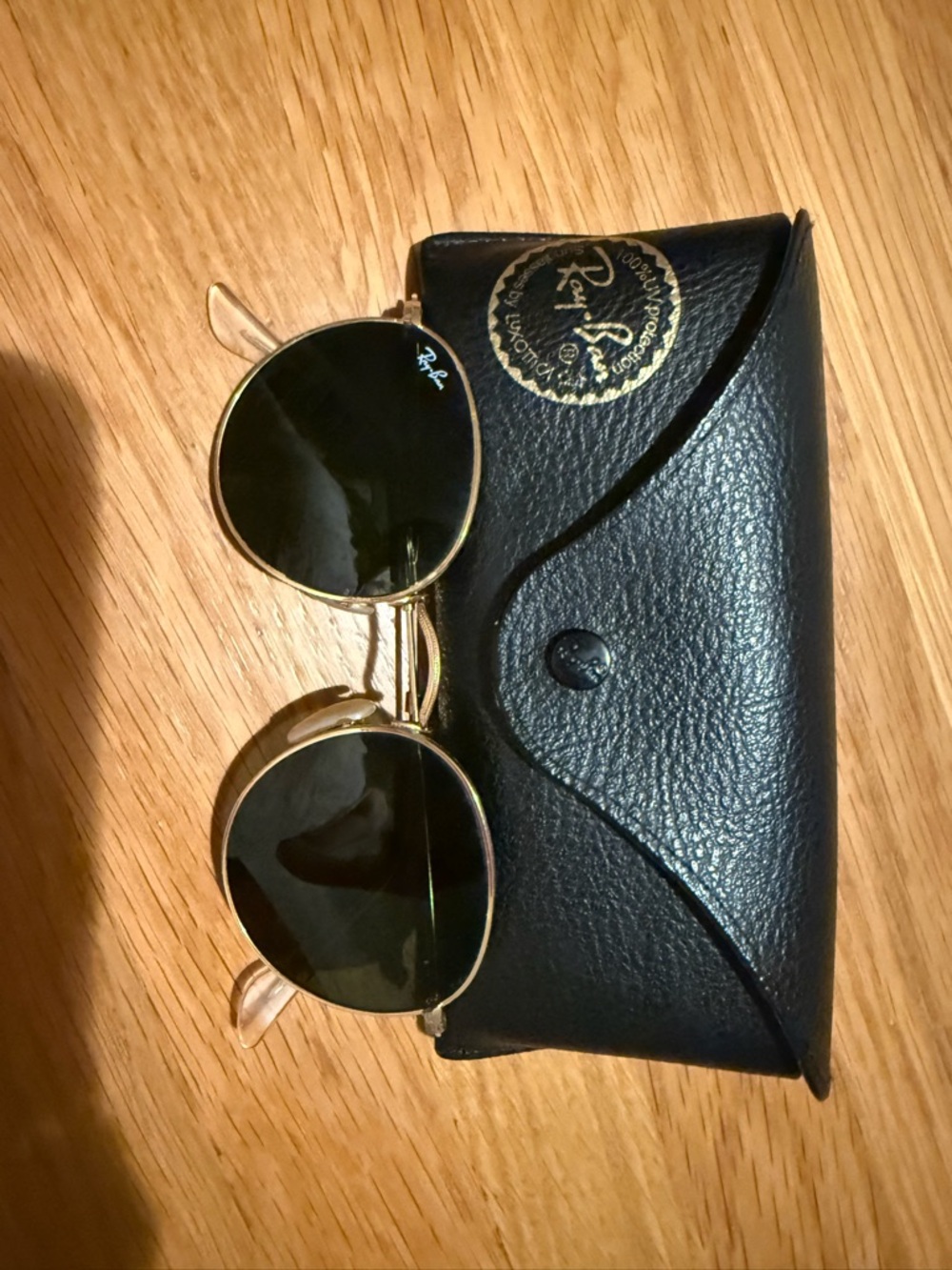 Ray-Ban Gold Frame Sunglasses with Black Case